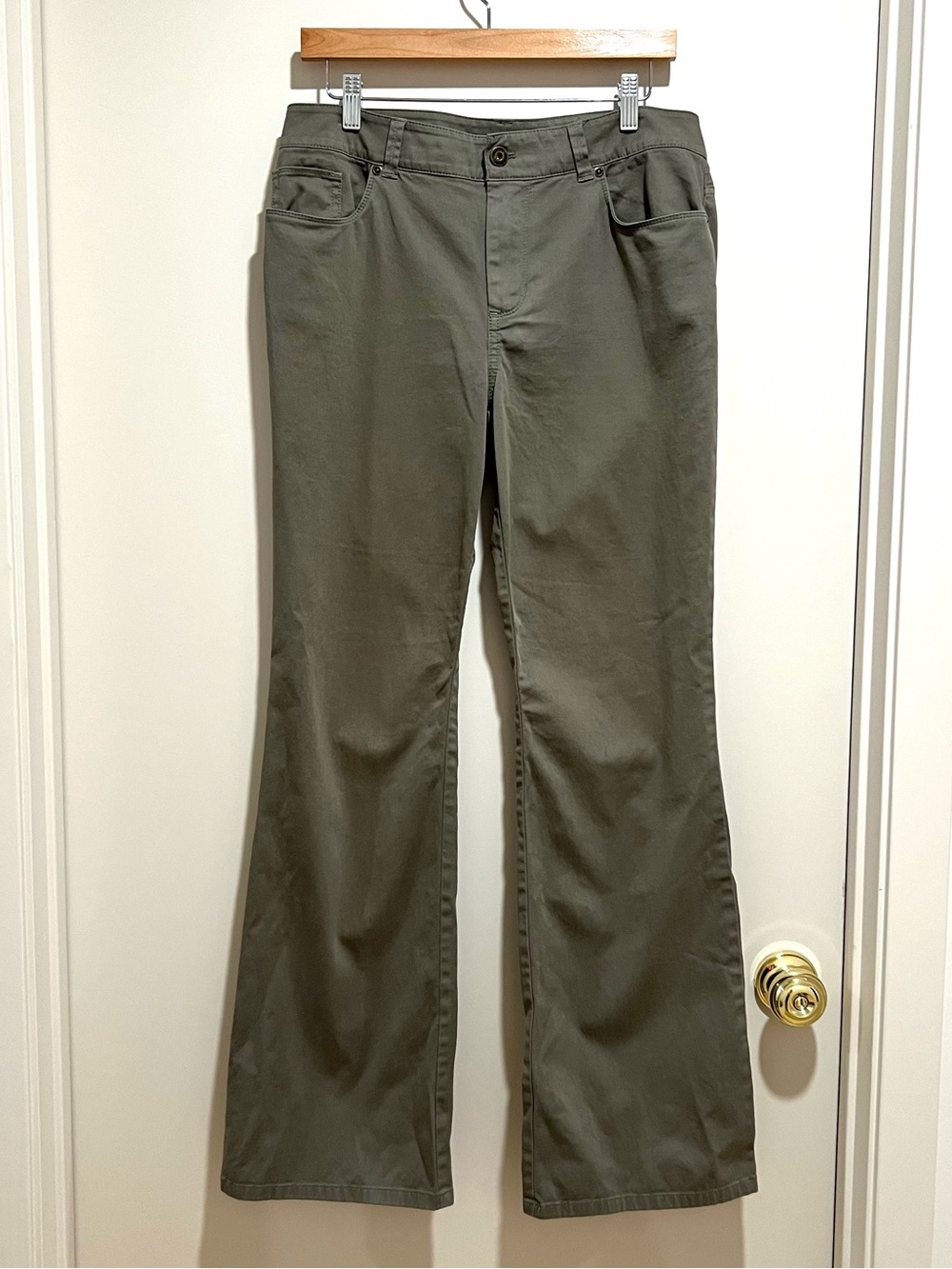 Chico's Women's Green Chino Straight Leg Pant Sz. 1 (M/8) Cotton Stretch